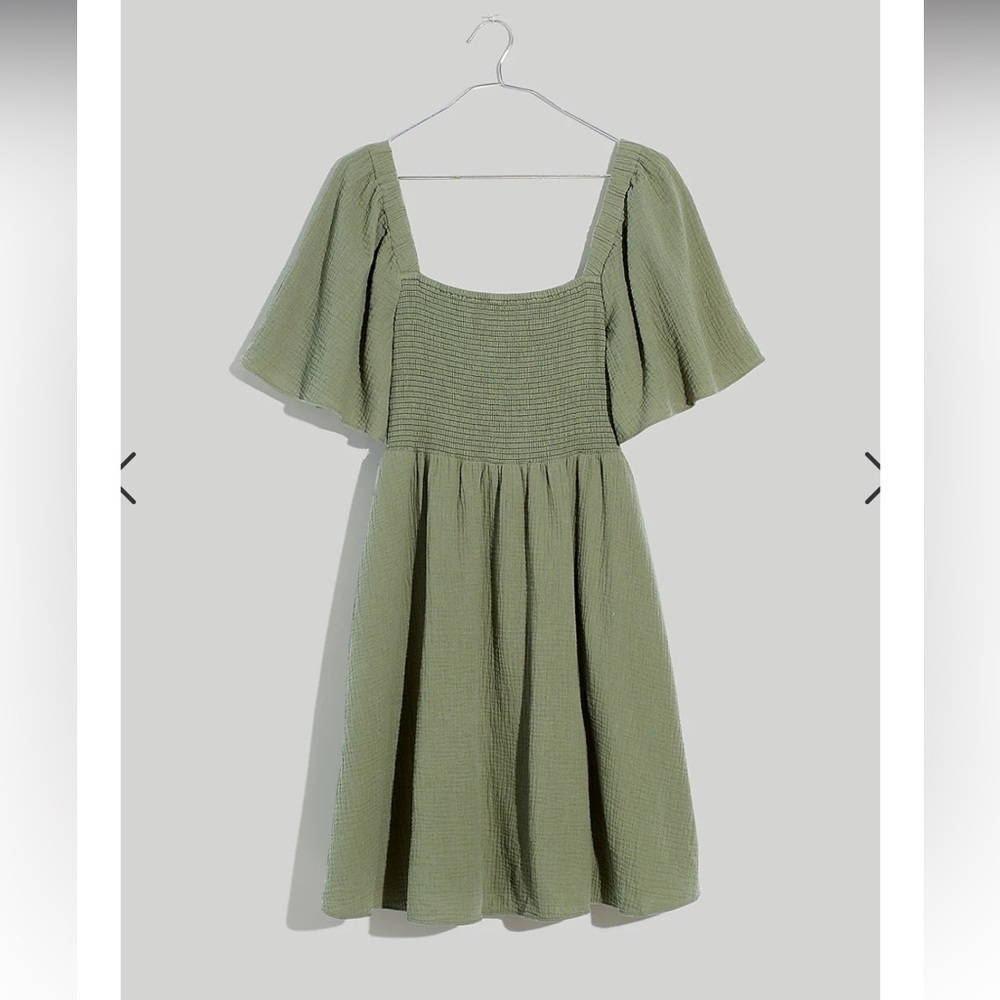 NWOT Madewell Lightspun Lucie Smocked Tie-Back Mini Dress